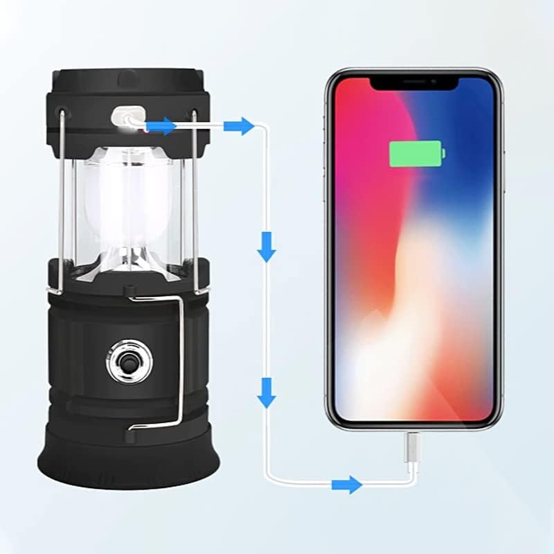 Retoo Lámpara Camping Recargable, Linterna de Camping, 2 Modos Lluminación, Plegables Luz, 6 LED Super Brillante, Impermeable Portátil con Función de Banco de Energía, para Campin, Senderismo, Pesca