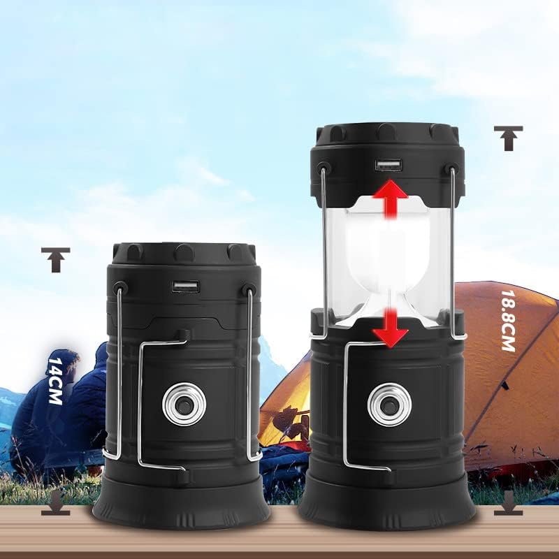 Retoo Lámpara Camping Recargable, Linterna de Camping, 2 Modos Lluminación, Plegables Luz, 6 LED Super Brillante, Impermeable Portátil con Función de Banco de Energía, para Campin, Senderismo, Pesca
