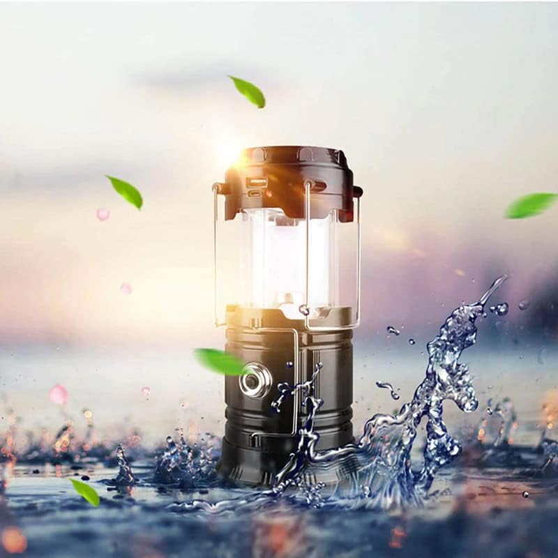 Retoo Lámpara Camping Recargable, Linterna de Camping, 2 Modos Lluminación, Plegables Luz, 6 LED Super Brillante, Impermeable Portátil con Función de Banco de Energía, para Campin, Senderismo, Pesca