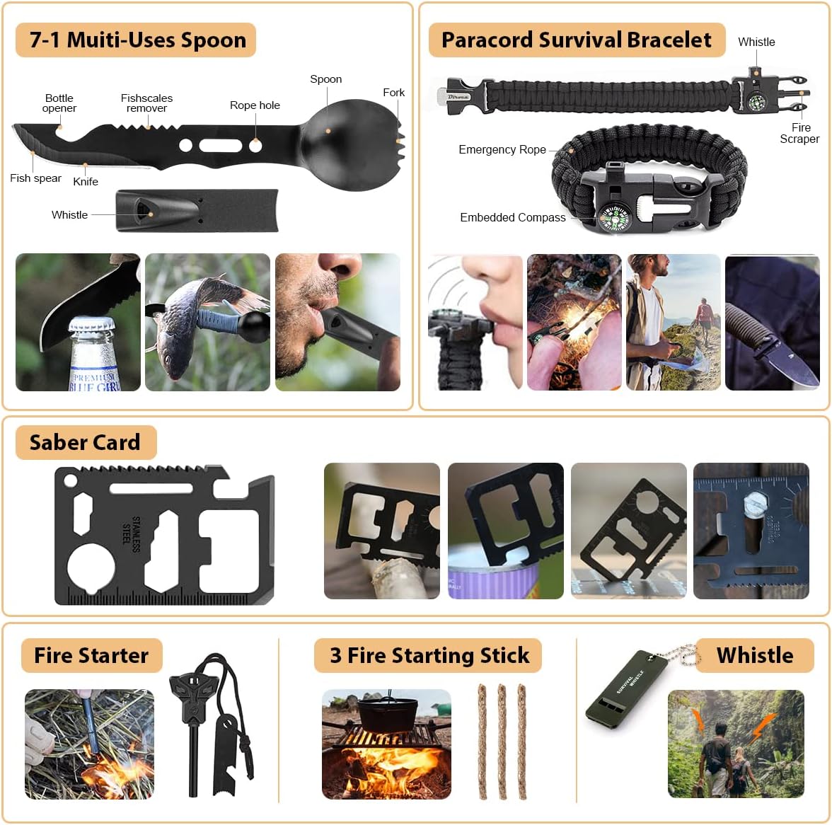 Kit de supervivencia, kit de primeros auxilios de supervivencia de 250 piezas con bolsa compatible con sistema Molle y tienda de campaña de emergencia, kit de emergencia para terremoto, aventura al