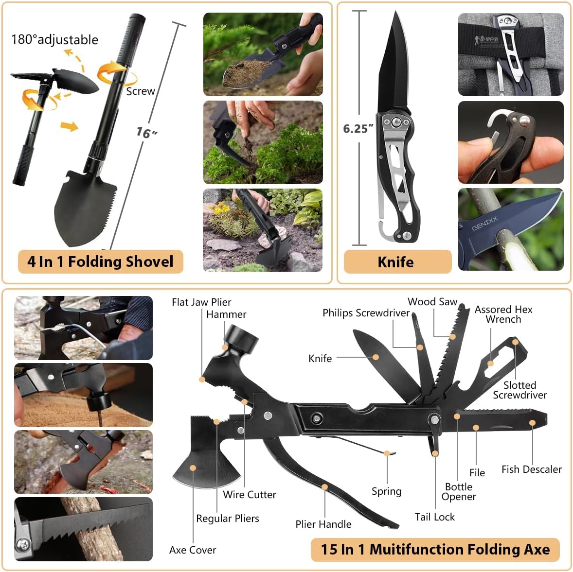 Kit de supervivencia, kit de primeros auxilios de supervivencia de 250 piezas con bolsa compatible con sistema Molle y tienda de campaña de emergencia, kit de emergencia para terremoto, aventura al