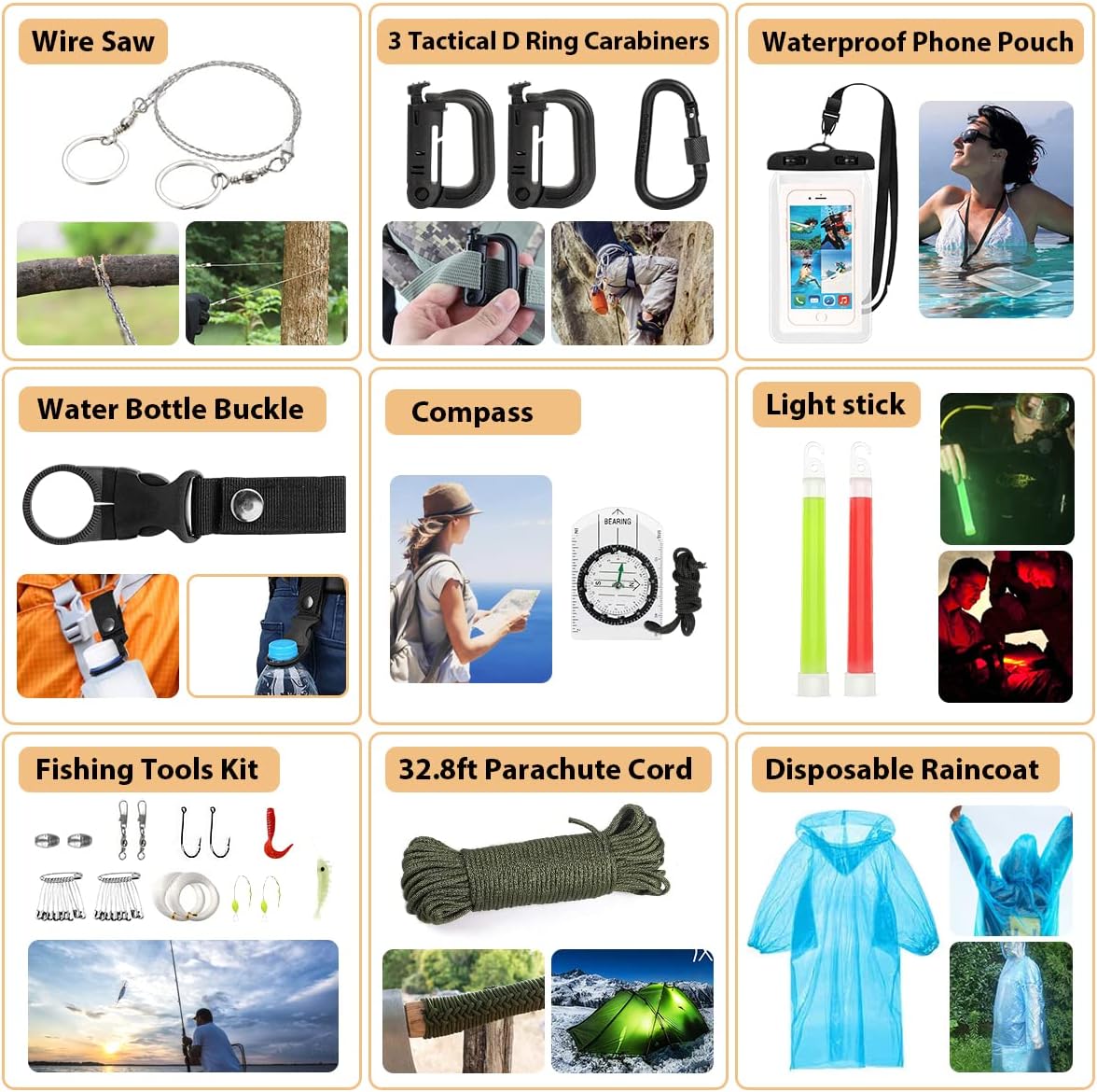 Kit de supervivencia, kit de primeros auxilios de supervivencia de 250 piezas con bolsa compatible con sistema Molle y tienda de campaña de emergencia, kit de emergencia para terremoto, aventura al