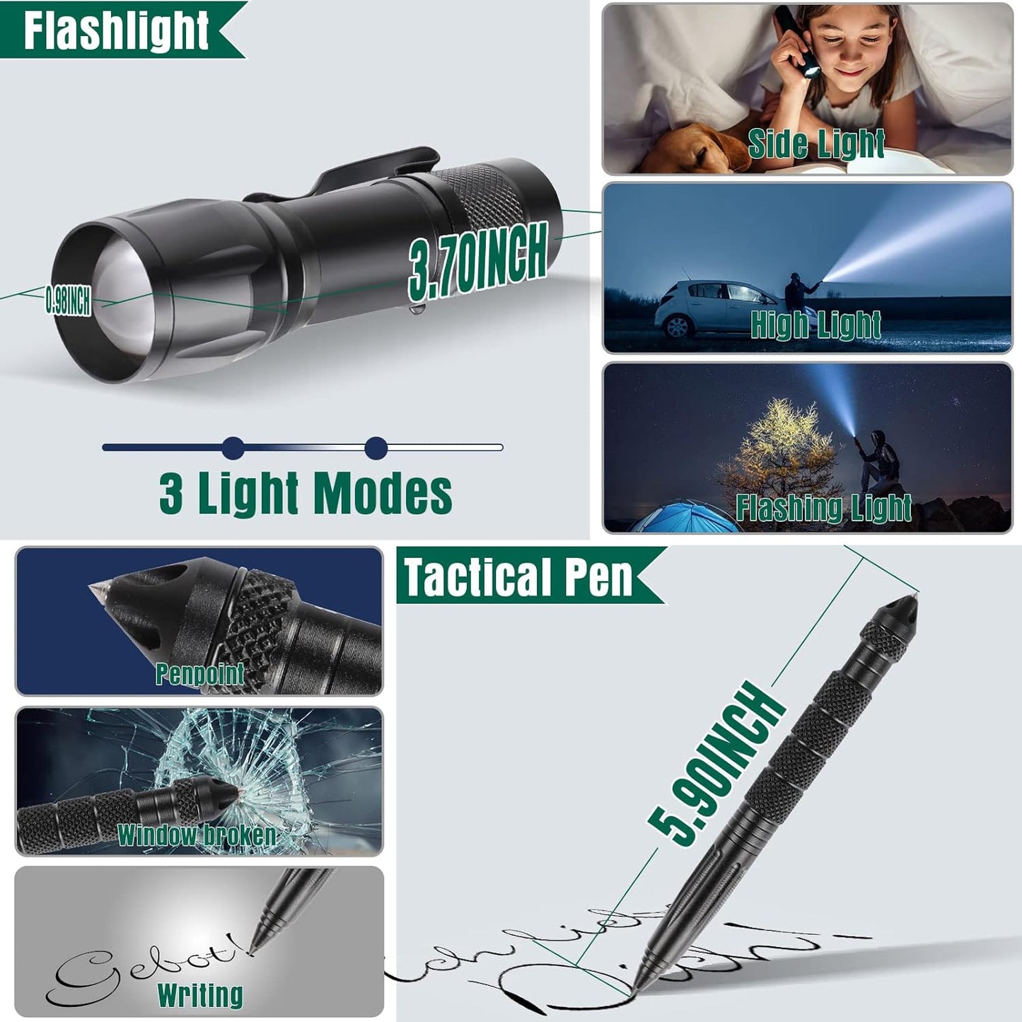 Kit de Supervivencia LC-dolida 15 en 1, Kit de Supervivencia de Emergencia al Aire Libre con Cuchillo/Linterna táctica para Acampar/bushcraft/Senderismo/Caza/Aventuras al Aire Libre