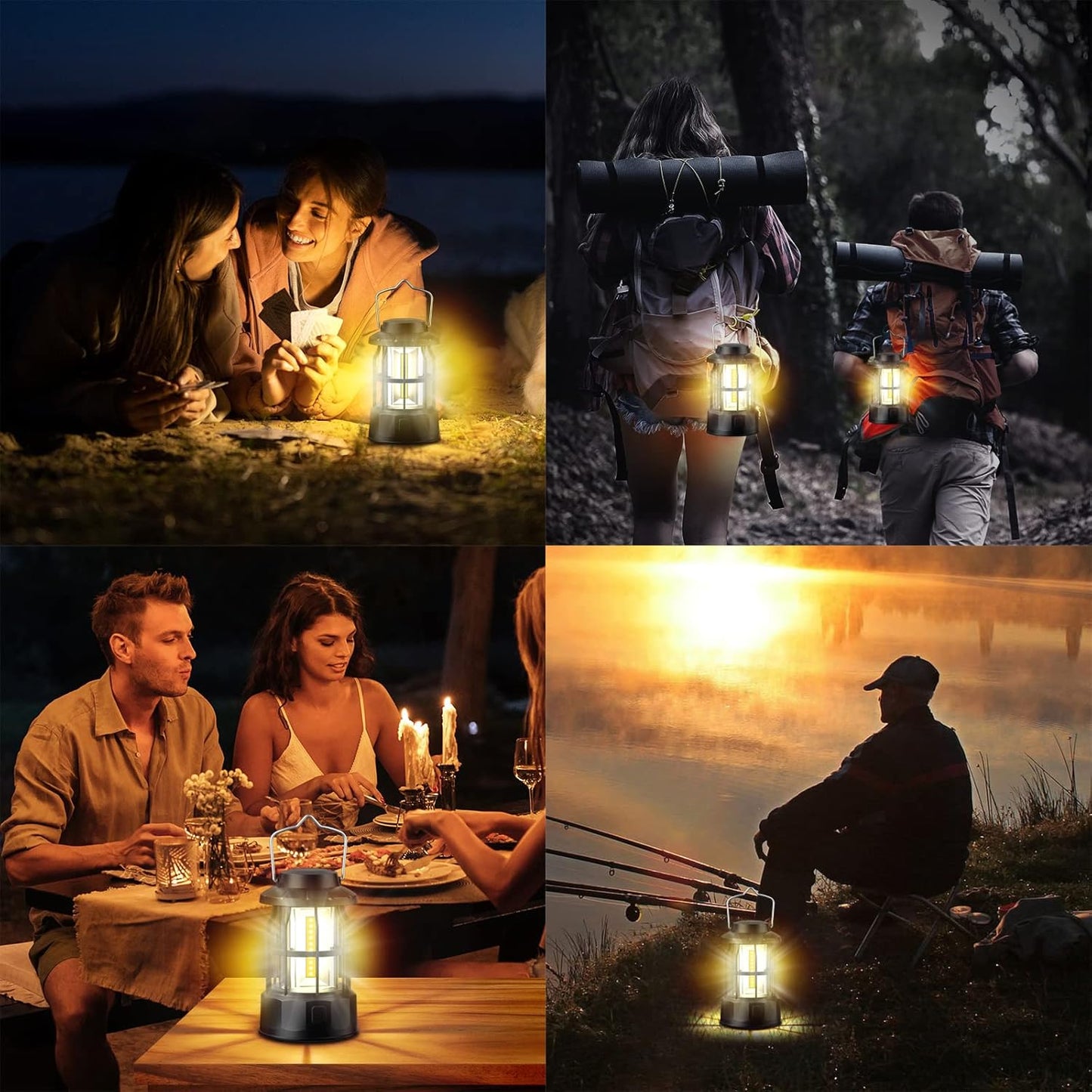 Linterna de Camping, 2 Piezas Lámpara de Camping LED a Pilas, Farol Camping 3 Modos Luz de Emergencia, Luz de Carpa IPX4 Resistente al Agua para Acampar Caminar Pescar Cortes de Energía y Más