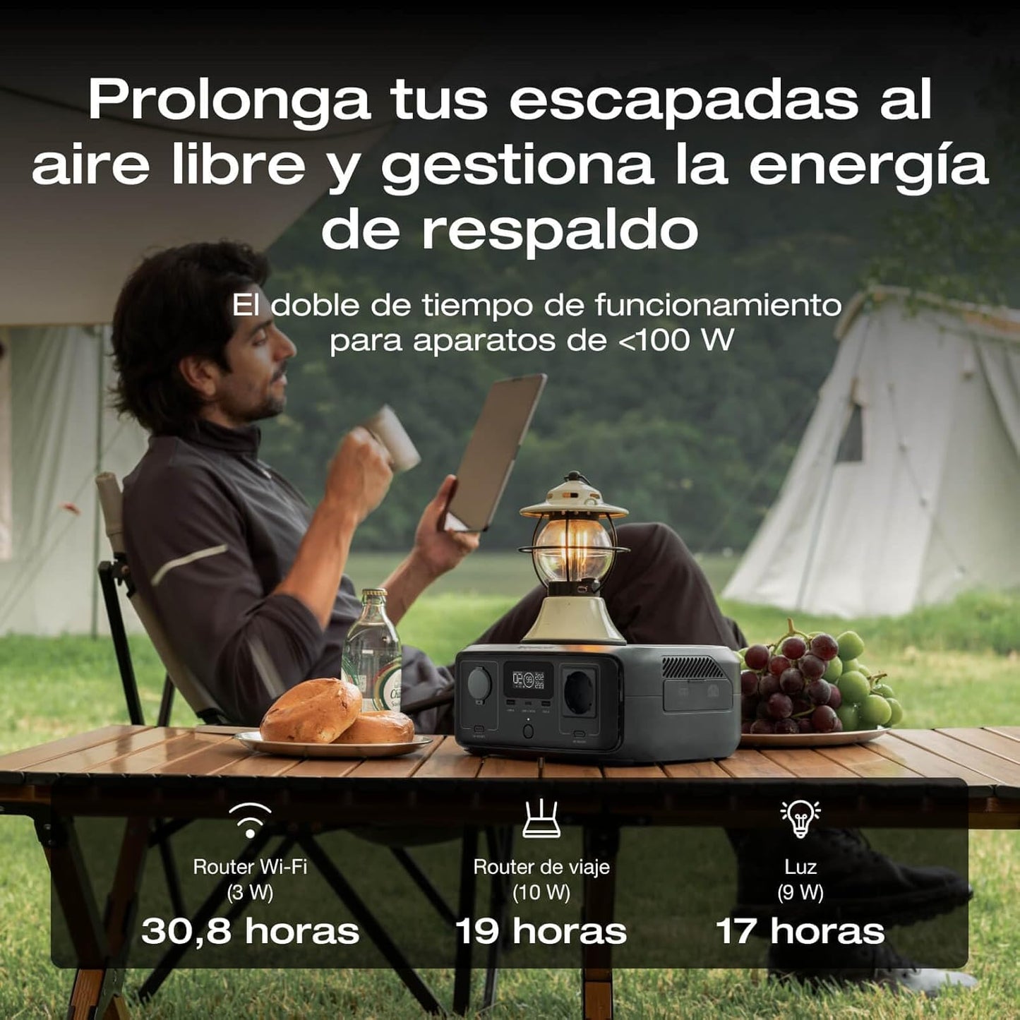Estación de energía portátil EF EcoFlow RIVER 3, 245 Wh batería LFP, 600 W salida, 2x tiempo de funcionamiento con GaN, SAI en <20 ms, generadorsolar un 30% más compacto para exteriores