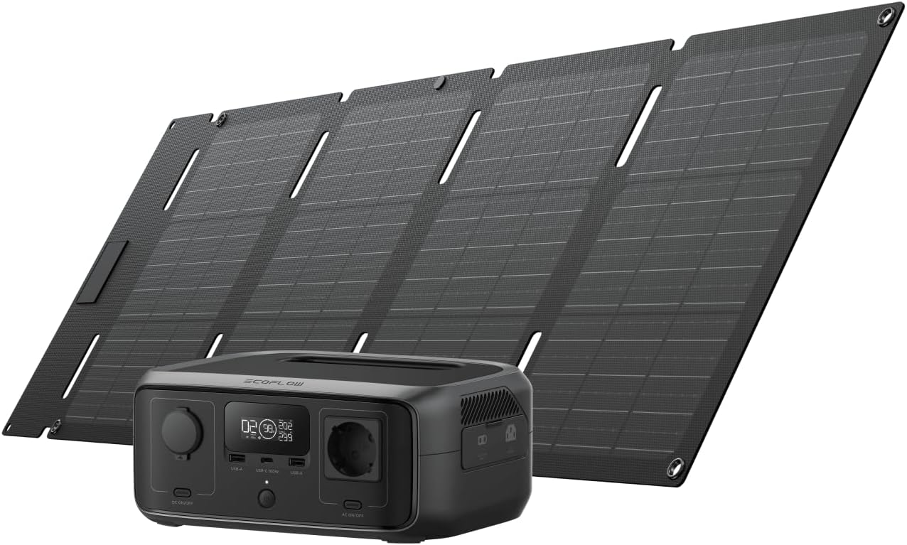 Estación de energía portátil EF EcoFlow RIVER 3, 245 Wh batería LFP, 600 W salida, 2x tiempo de funcionamiento con GaN, SAI en <20 ms, generadorsolar un 30% más compacto para exteriores