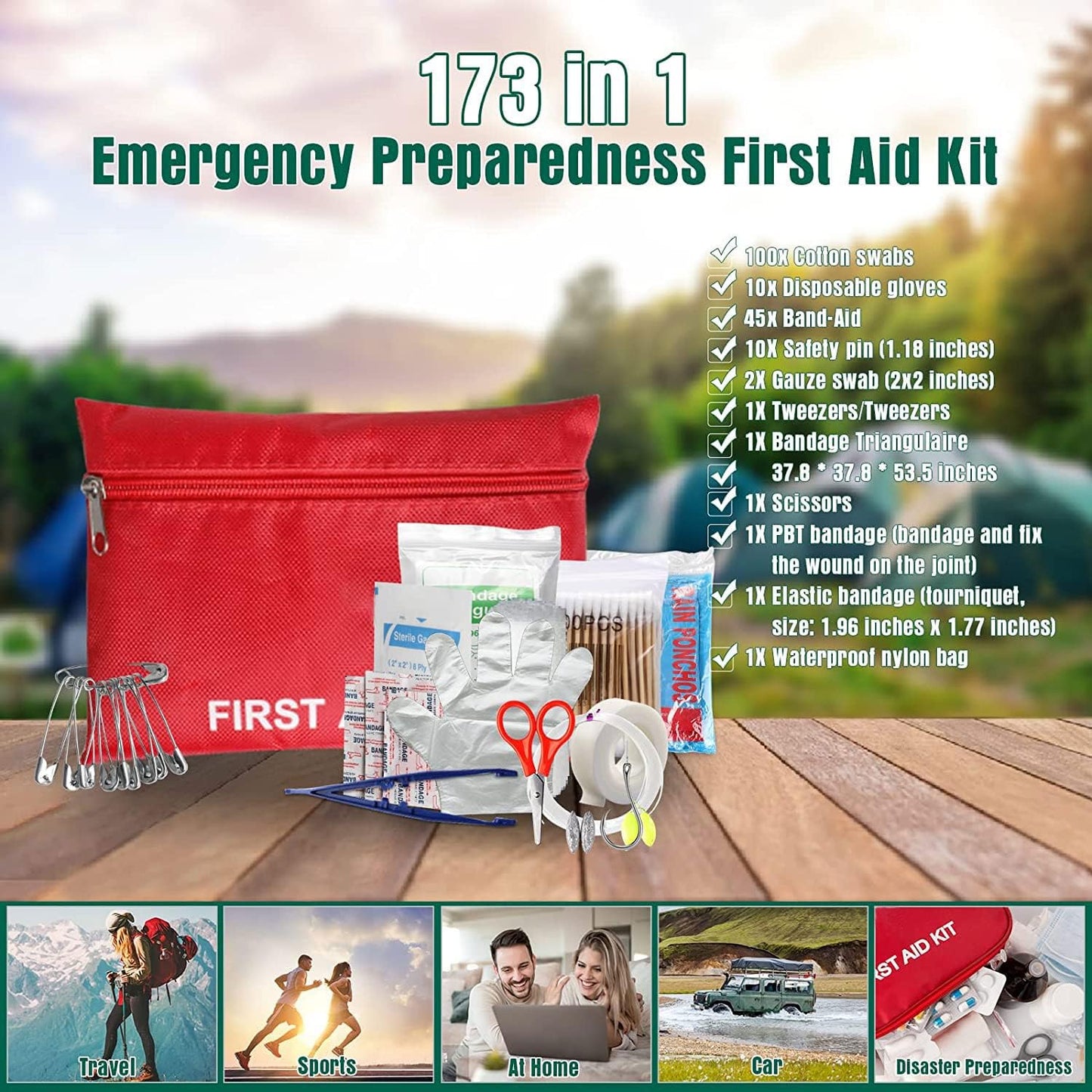 Kit de Supervivencia LC-dolida 15 en 1, Kit de Supervivencia de Emergencia al Aire Libre con Cuchillo/Linterna táctica para Acampar/bushcraft/Senderismo/Caza/Aventuras al Aire Libre