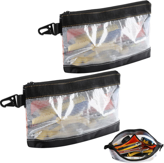 Small Tool Zipper Pouch, Bolsa Herramientas Material De Pvc Transparente, Bolsa De Herramientas Impermeable y Antiestático, Bolsa Para Herramientas Gancho Metálico